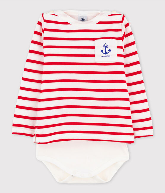 Body marinière bébé fille/garçon blanc MARSHMALLOW/bleu SURF