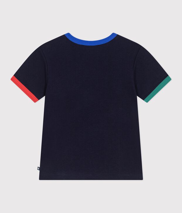 Tee-shirt enfant manches courtes en coton bleu marine