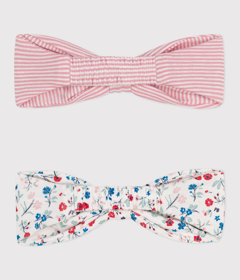 Lot de 2 bandeaux b&eacute;b&eacute; fille en coton multicouleur