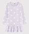Chemise de nuit à pois petite fille en côte violet LISERON/blanc ECUME
