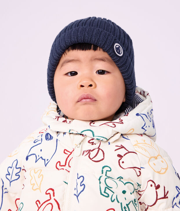 Doudoune b&eacute;b&eacute; en polyester imprim&eacute; animalier &eacute;cru/multicouleur