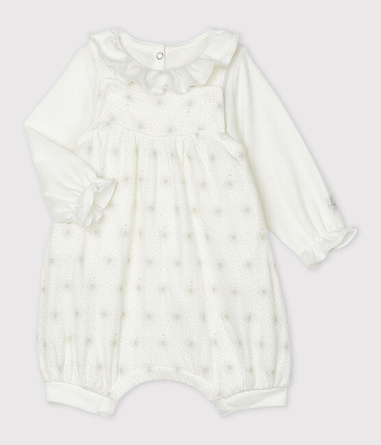 Ensemble 2 pièces bébé fille blanc MARSHMALLOW/beige PERLIN