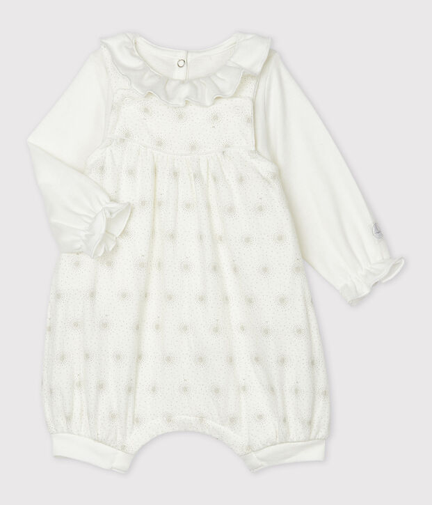 Ensemble 2 pi&egrave;ces b&eacute;b&eacute; fille blanc/gris