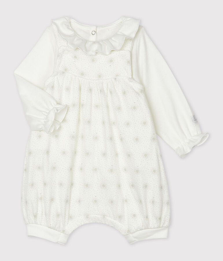 Ensemble 2 pi&egrave;ces b&eacute;b&eacute; fille blanc/gris