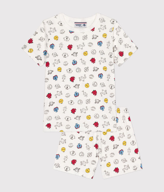 Pyjacourt Monsieur Madame en coton enfant blanc MARSHMALLOW/blanc MULTICO