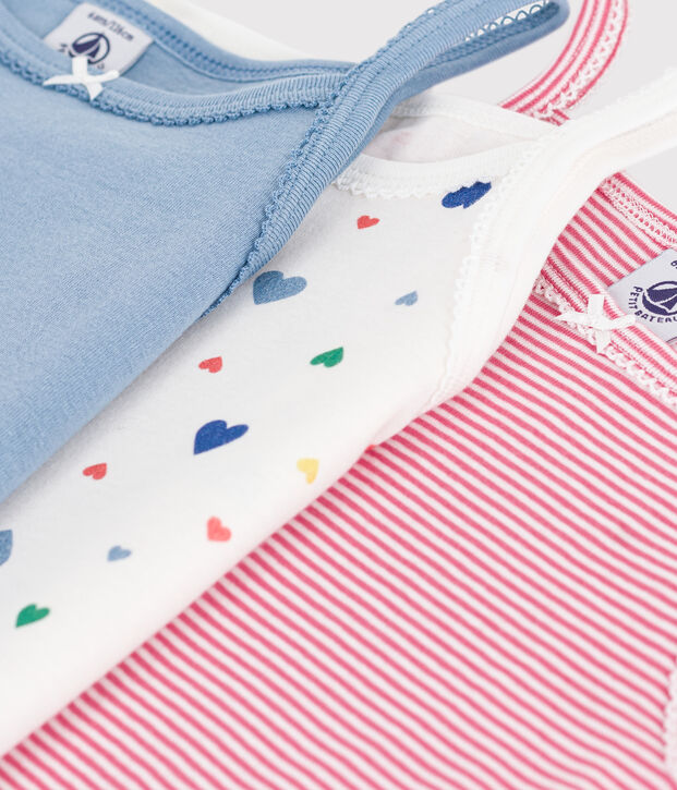 Lot de chemises &agrave; bretelles enfant en coton imprim&eacute; c&oelig;urs multicouleur