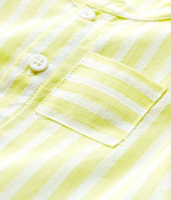 Blouse à rayures jaunes bébé en popeline de coton biologique jaune JAUNE/blanc MARSHMALLOW