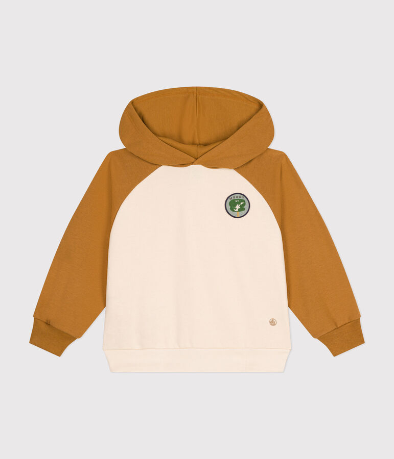 Sweatshirt &agrave; capuche en molleton enfant gar&ccedil;on beige AVALANCHE/ CUIVRE