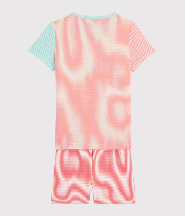 Pyjacourt ray&eacute; multicolore petite fille en c&ocirc;te jaune/multicouleur