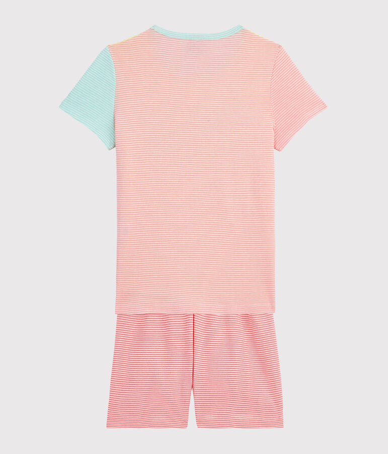 Pyjacourt ray&eacute; multicolore petite fille en c&ocirc;te jaune SUNNY/blanc MULTICO