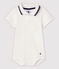 Body manches courtes colo polo en coton bébé blanc MARSHMALLOW