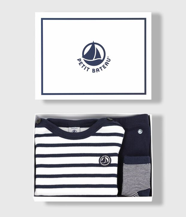 Ensemble cadeau b&eacute;b&eacute; trois pi&egrave;ces multicouleur