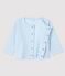 Cardigan bébé en côte 2x2 en coton biologique bleu FRAICHEUR
