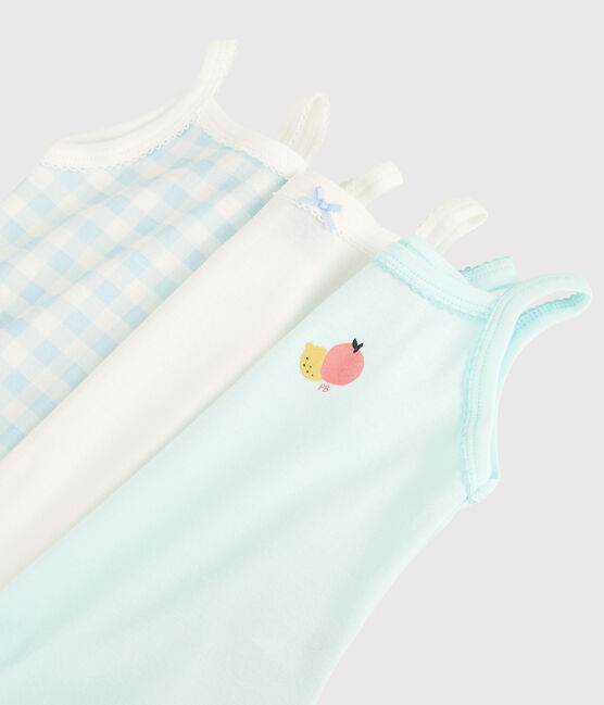 Lot de 3 bodies à bretelles bleu vichy bébé fille variante 1