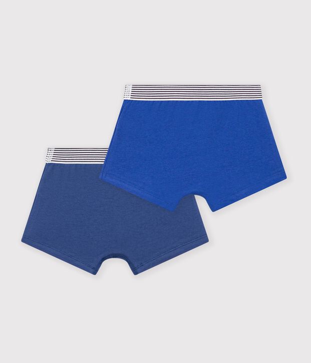 Lot de boxers enfant en coton et &eacute;lasthanne uni multicouleur