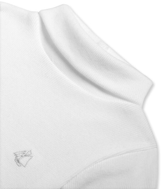 Body bébé mixte col roulé manches longues en coton gratté blanc Ecume