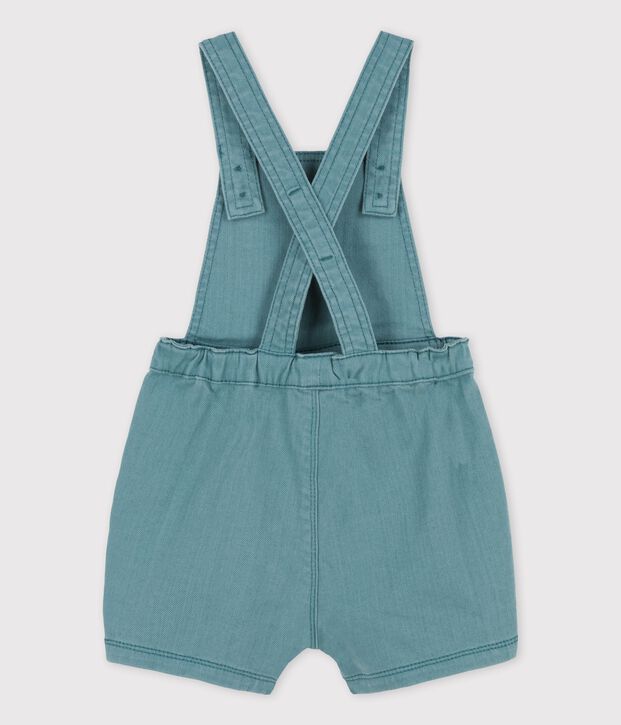 Salopette courte en denim color&eacute; b&eacute;b&eacute; vert