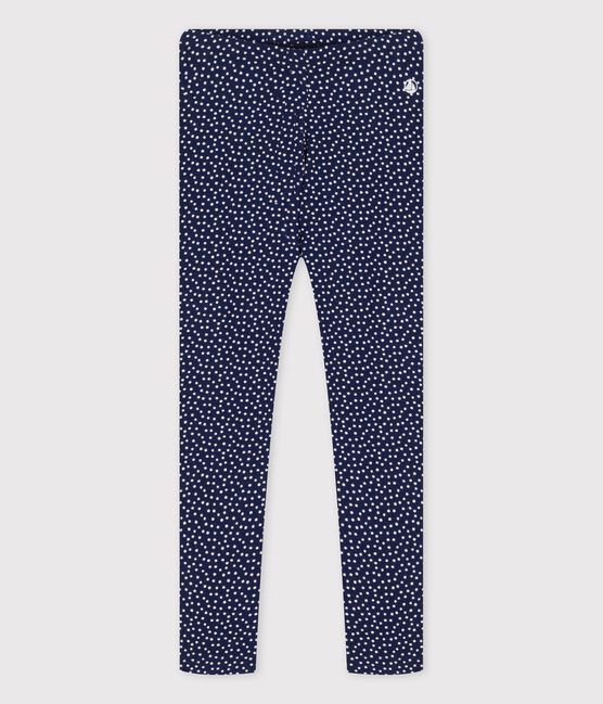 Legging en jersey élasthanne enfant fille bleu MEDIEVAL/blanc MARSHMALLOW