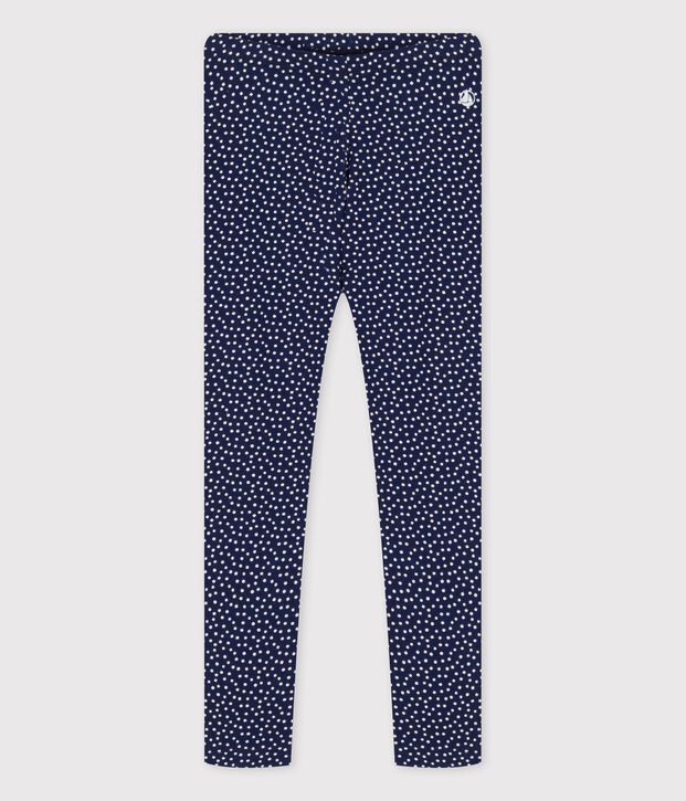Legging en jersey &eacute;lasthanne enfant fille bleu/blanc