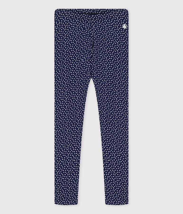 Legging en jersey &eacute;lasthanne enfant fille bleu/blanc