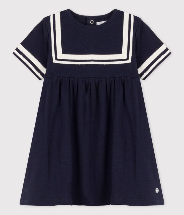 Robe style marin en coton bio b&eacute;b&eacute; bleu marine