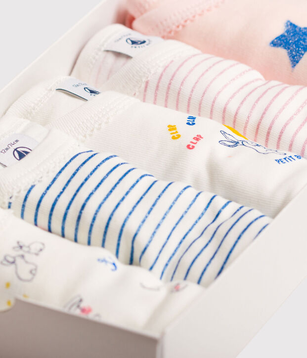 Lot de 5 bodies manches longues b&eacute;b&eacute; fille multicouleur