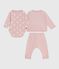 Ensemble cadeau bébé 2 pièces en velours et body imprimé cœurs rose JOLI