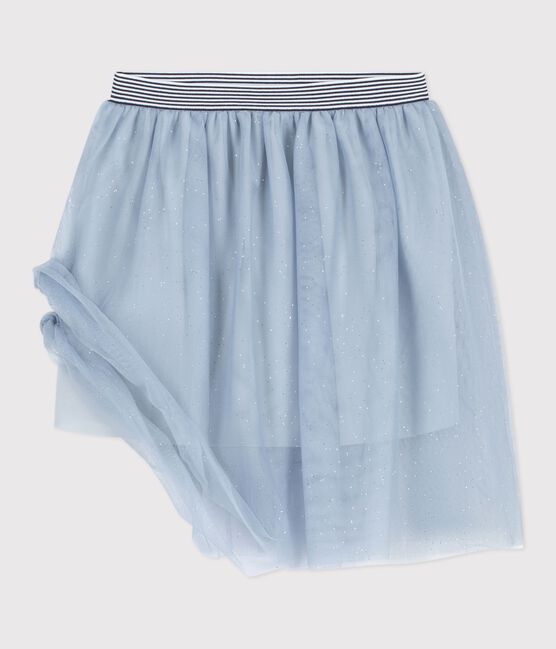 Jupe en tulle enfant unie pailletée bleu CO2/ ARGENT
