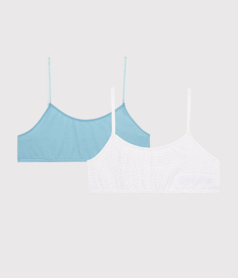 Lot de 2 brassi&egrave;res pois argent fille en coton biologique  et elasthanne variante 1