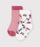 2 paires de chaussettes b&eacute;b&eacute; en coton &agrave; rayures et imprim&eacute; fleurs multicouleur