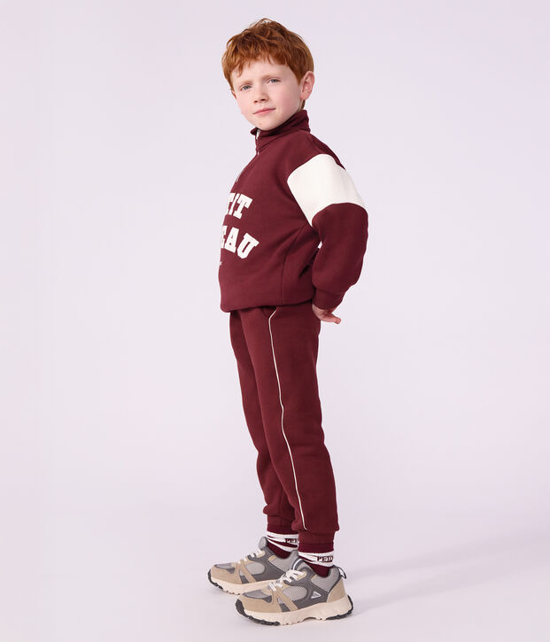 Pantalon de jogging enfant en coton bordeaux
