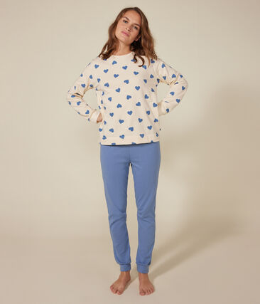 Pyjama bi-matière en coton femme