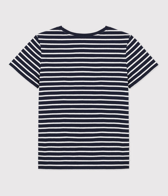 Tee-shirt LE DROIT col rond en coton Femme bleu SMOKING/blanc MARSHMALLOW