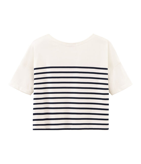 Marinière manches courtes femme blanc MARSHMALLOW/bleu SMOKING