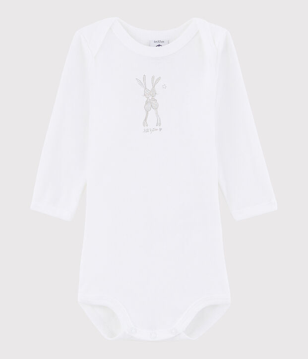 Body manches longues b&eacute;b&eacute; fille-gar&ccedil;on blanc