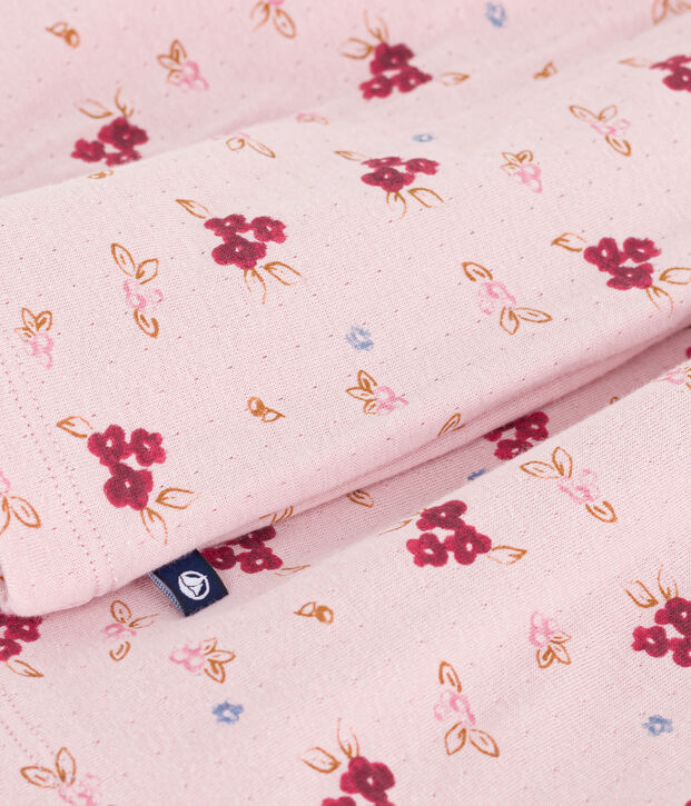 Robe enfant manches longues en coton rose/multicouleur