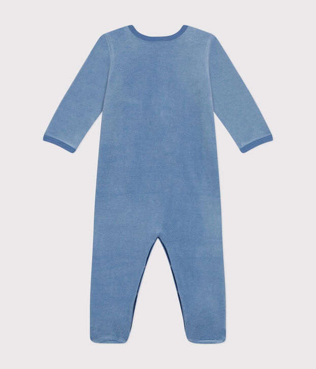 Pyjama en velours b&eacute;b&eacute; bleu