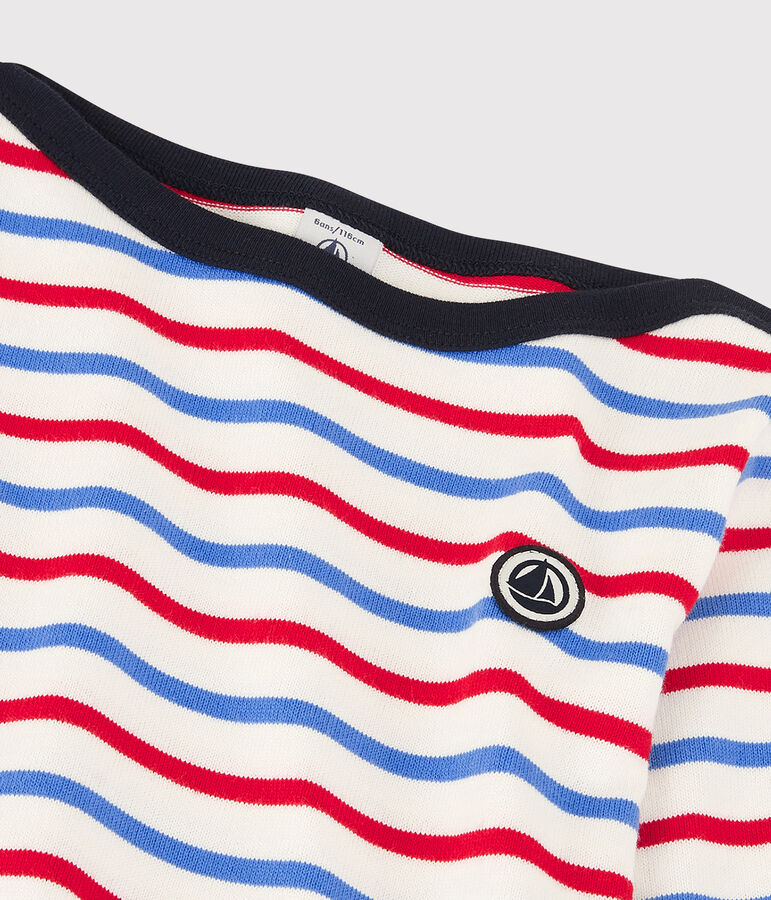 Marini&egrave;re en coton enfant fille / gar&ccedil;on blanc MARSHMALLOW/rouge BRASIER/bleu PEPS