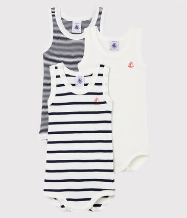 PETIT BATEAU - Lot de 3 bodies sans manches bébé