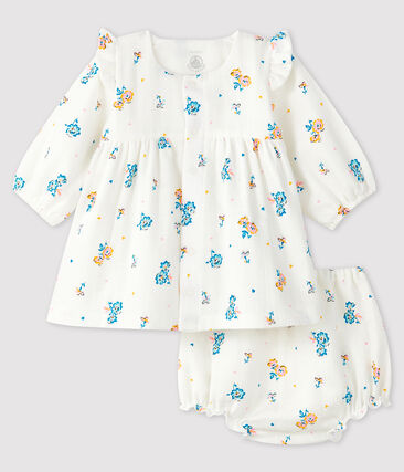 PETIT BATEAU - Robe fleurie manches longues avec bloomer bébé fille en tissu couche