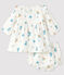 Robe fleurie manches longues avec bloomer bébé fille en tissu couche blanc MARSHMALLOW/blanc MULTICO
