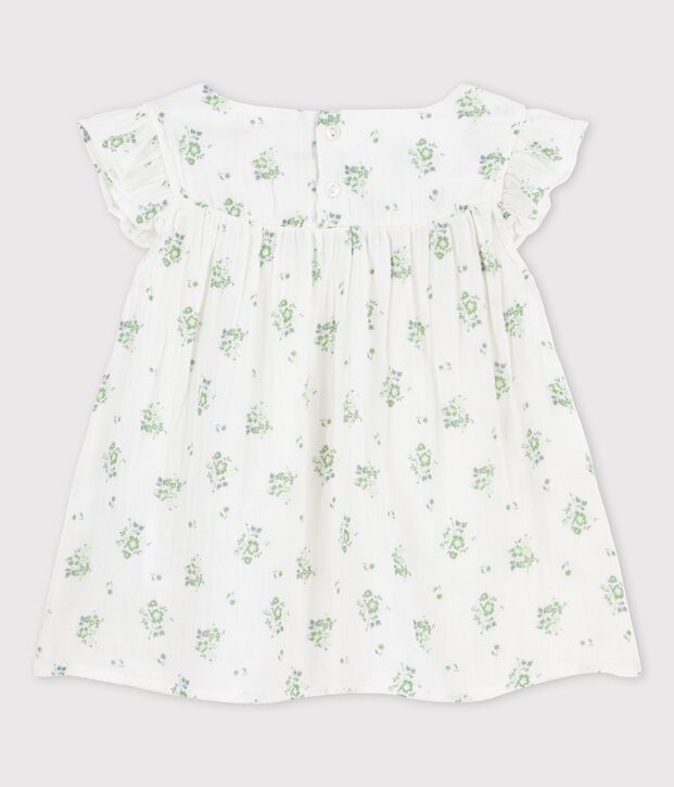 Blouse imprim&eacute;e en gaze de coton bio enfant fille blanc/multicouleur