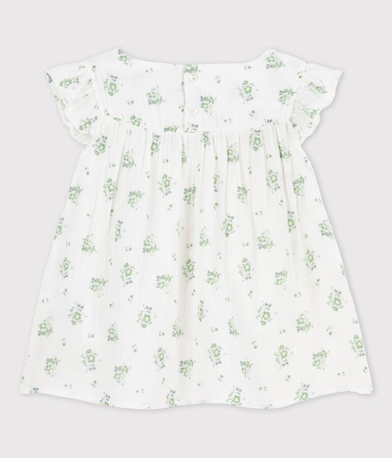 Blouse imprim&eacute;e en gaze de coton bio enfant fille blanc MARSHMALLOW/blanc MULTICO