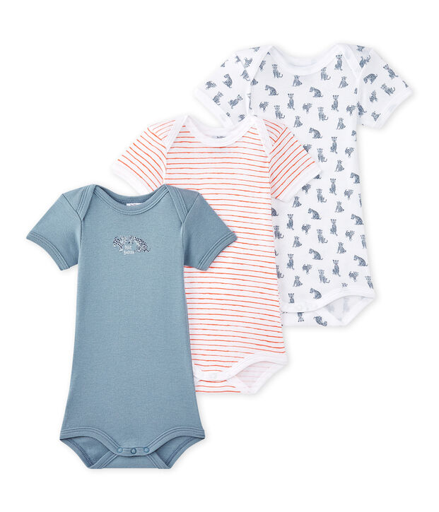 Lot de 3 bodies b&eacute;b&eacute; gar&ccedil;on manches courtes blanc