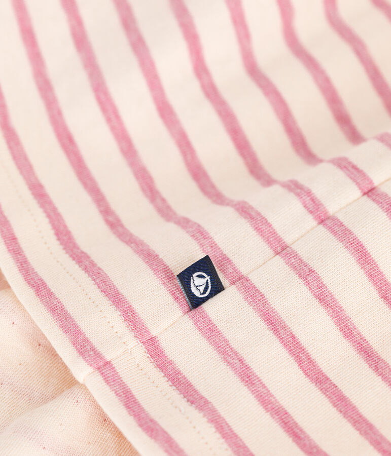 Robe manches longues en tubique enfant fille &eacute;cru/rose