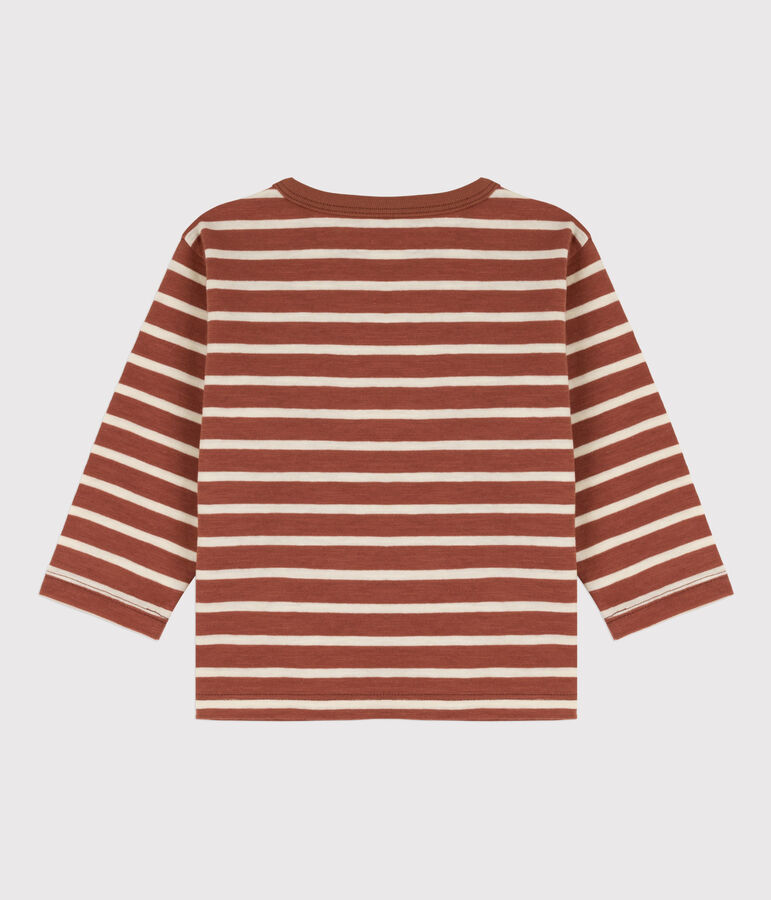 Tee-shirt manches longues b&eacute;b&eacute; en coton marron/&eacute;cru