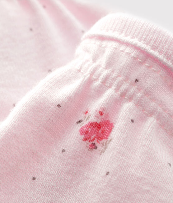 Paire de moufles bébé en côte rose VIENNE/blanc MULTICO