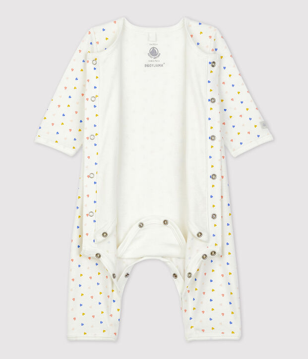Bodyjama sans pieds  b&eacute;b&eacute; en coton biologique blanc/multicouleur