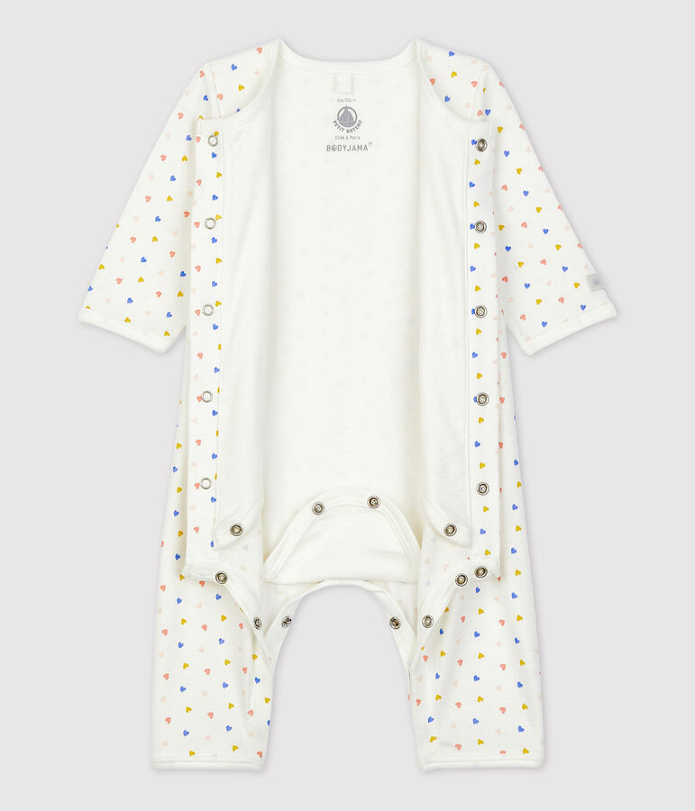 Bodyjama sans pieds  b&eacute;b&eacute; en coton biologique blanc MARSHMALLOW/blanc MULTICO