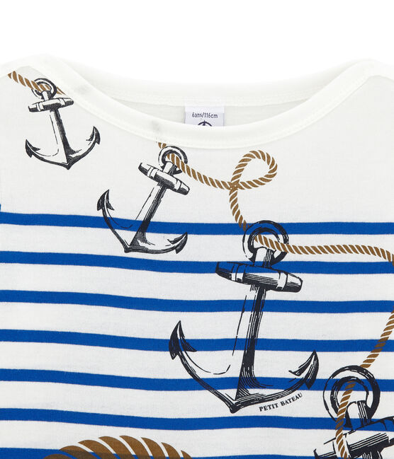 Marinière creative enfant garçon blanc MARSHMALLOW/bleu PERSE